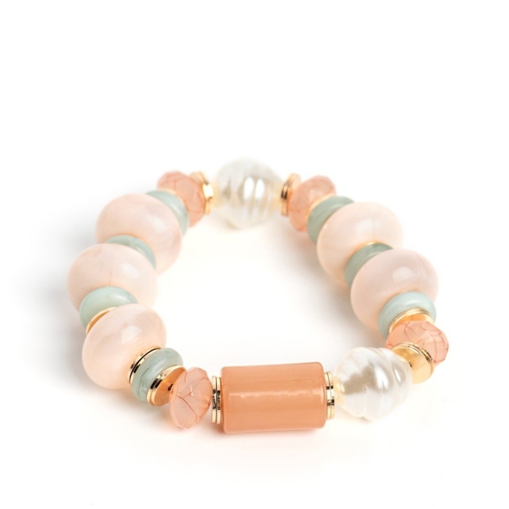 Paparazzi Pink and Gold Beaded Bracelet Slate of the Art Multi Fashion Jewelry